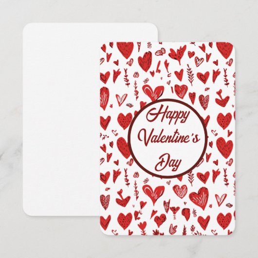 Romantic Red Valentine’s Day Card with Hearts Bedankkaart (Voorkant / Achterkant)