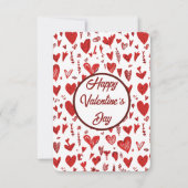 Romantic Red Valentine’s Day Card with Hearts Bedankkaart (Voorkant)