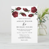 Romantic Red Waterverf Flowers White Wedding Kaart (Staand voorkant)