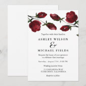 Romantic Red Waterverf Flowers White Wedding Kaart (Voorkant / Achterkant)