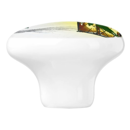 Romantic Red Waterverf Rozen & Lantern Rustic Keramische Knop (Zijkant)