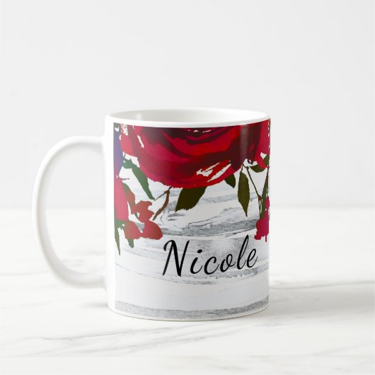 Romantic Red Waterverf Rozen & Lantern Rustic Koffiemok (Links)