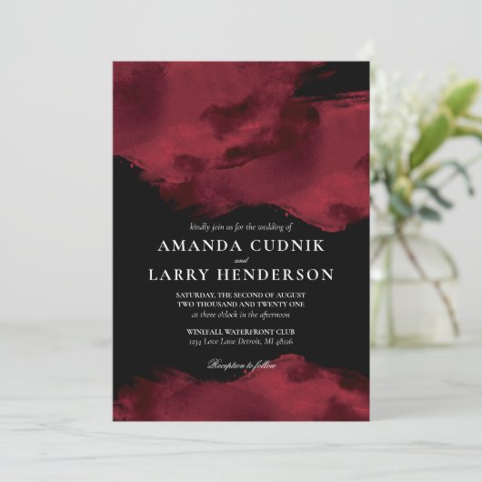 Romantic Red Waterverf Weddenschap Kaart (Staand voorkant)