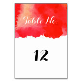 Romantic Red Waterverf Wedding Table Number Kaart (Achterkant)
