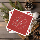 Romantic Red we maken een kalligrafie-bruiloft Servet<br><div class="desc">Leg een romantische stemming vast op je trouwreceptie of feestje met deze levendige rode papieren servet,  die is geperst met elegante zilveren kalligrafie "We Do"-tekst. Personaliseer je met de bruid- en bruidenamen en trouwdatum. Dit servetenontwerp is verkrijgbaar in cocktail-,  luncheon- of diner-doekjes met een duidelijke of bedekte rand.</div>
