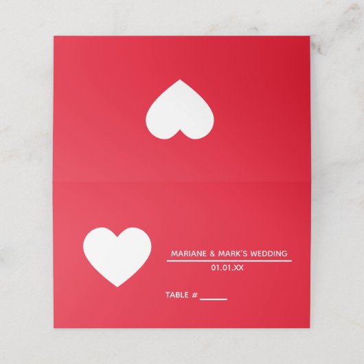 Romantic Red Wedding Logo Heart Pattern Plaatskaartje (Buitenkant ongevouwen)