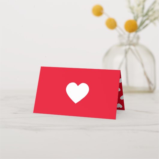 Romantic Red Wedding Logo Heart Pattern Plaatskaartje (Achterkant)