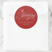 Romantic Red Wedding met kalligrafie Ronde Sticker (Tas)