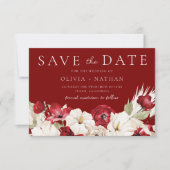 Romantic Red & White Flowers Wedding  Save The Date (Voorkant)