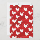 Romantic Red White Hearts Wedding Kaart (Achterkant)