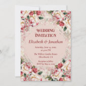 Romantic Red-White Roses Custom wedding invitation (Voorkant)