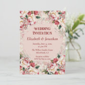 Romantic Red-White Roses Custom wedding invitation (Staand voorkant)