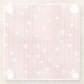 Romantic Red White Stripes Hearts Love Glazen Onderzetter (Achterkant)