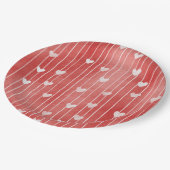 Romantic Red White Stripes Hearts Love Papieren Bordje (Gekanteld)