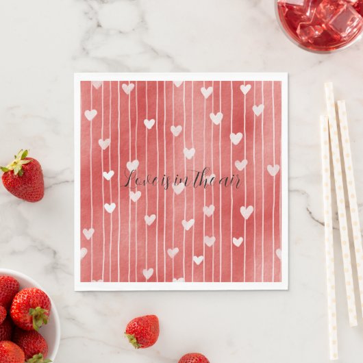 Romantic Red White Stripes Hearts Love Servet (Insitu)
