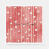 Romantic Red White Stripes Hearts Love Servet (Voorkant)