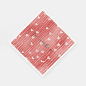 Romantic Red White Stripes Hearts Love Servet (Hoek)