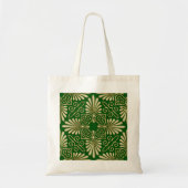 Romantic Retro Art Deco Damask Green Gold 01 Tote Bag (Voorkant)