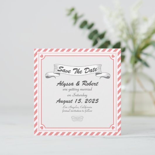 Romantic Retro Design Save the Date Card (Staand voorkant)