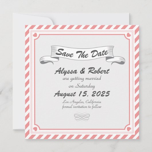 Romantic Retro Design Save the Date Card (Voorkant)
