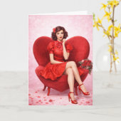 Romantic Retro Love Card -Vintage Valentine  Kaart (Gele Bloem)