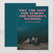 Romantic Retro Movie Poster Save the Date Kaart (Voorkant / Achterkant)