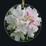 "Romantic Rhododendron"  roze ventilator Keramisch Ornament<br><div class="desc">Dit cirkelvormige ornament van de Januzische Galerij bevat een foto van een roze rhododendronbloem. Het maakt een doordacht cadeau op elk moment van het jaar. De achterkant is een roze met de zin "Vrienden voor eeuwig". Maak het uniek van u door de tekst in uw aangepast bericht te veranderen. De...</div>