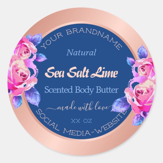 Romantic Roos Gold Blue Product Packaging Labels (Voorkant)