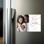 Romantic Roos Gold Calligrafie Foto Save the Date Magnetische Uitnodiging