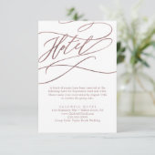 Romantic Roos Gold Calligraphy Hotel Informatiekaartje (Staand voorkant)