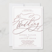 Romantic Roos Gold Calligraphy Lijst The Wedding Kaart (Voorkant)