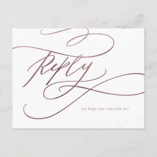 Romantic Roos Gold Calligraphy Menu Keuze RSVP (Voorkant)