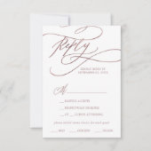 Romantic Roos Gold Calligraphy Menu Keuze RSVP (Voorkant)