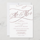 Romantic Roos Gold Calligraphy Mr & Mrs Wedding Kaart (Voorkant)