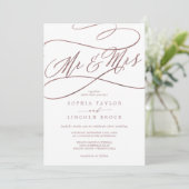 Romantic Roos Gold Calligraphy Mr & Mrs Wedding Kaart (Staand voorkant)