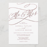 Romantic Roos Gold Calligraphy Mr & Mrs Wedding Kaart<br><div class="desc">Deze romantische goudkalligrafie van roos Mr en Mrs bruiloft is perfect voor een eenvoudige bruiloft. Het moderne klassieke ontwerp is voorzien van fancy draden en grillen met prachtige elegante handgeschreven faux roos Gold folie typografie. Opmerking: dit ontwerp biedt geen echte roos Gold folie. Het is een afbeelding van hoge kwaliteit...</div>