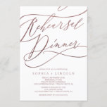 Romantic Roos Gold Calligraphy Rehearsal Dinner Kaart<br><div class="desc">Deze romantische roos goudkalligrafie-repetitie is perfect voor een eenvoudige trouwrepetitie. Het moderne klassieke ontwerp is voorzien van fancy draden en grillen met prachtige elegante handgeschreven faux roos Gold folie typografie. Opmerking: dit ontwerp biedt geen echte roos Gold folie. Het is een afbeelding van hoge kwaliteit gemaakt om eruit te zien...</div>