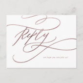 Romantic Roos Gold Calligraphy Song Request RSVP Uitnodiging Briefkaart (Voorkant)