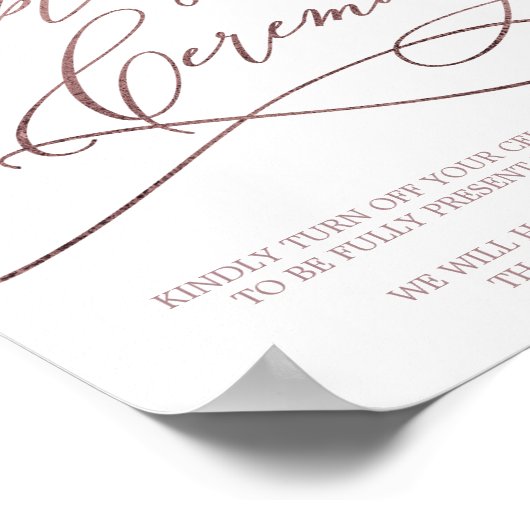 Romantic Roos Gold Calligraphy Unplugged Ceremony Poster (Hoek)