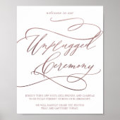 Romantic Roos Gold Calligraphy Unplugged Ceremony Poster (Voorkant)