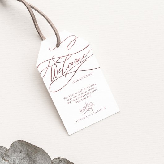 Romantic Roos Gold Calligraphy Weddenschap Welkom Cadeaulabel
