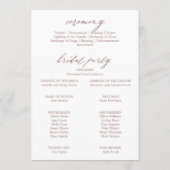 Romantic Roos Gold Calligraphy Wedding Programmakaart (Achterkant)