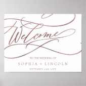Romantic Roos Gold Calligraphy Welcome Wedding Poster (Voorkant)