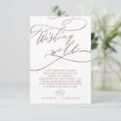 Romantic Roos Gold Calligraphy Wishing Well Kaart (Staand voorkant)
