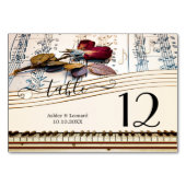 Romantic Roos Music Wedding Table Number Card Kaart (Achterkant)