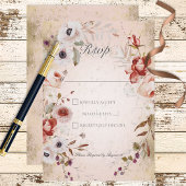 Romantic Roos Pink Gold Floral Response Kaart