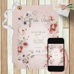 Romantic Roos Roze Floral sparen de Kaart van de D<br><div class="desc">Dit ontwerp is voorzien van een mooie zachte, wazige, roze, noodlijdende achtergrond met een delicate roze, maron, witte, paarse en groene verstuivingen met florale bloeding. Het is romantisch met een aanraking van vintage. Creëer door Simply Farmhouse Press, maakt het deel uit van de Romantic Roos Pink Floral Wedding Suite of...</div>