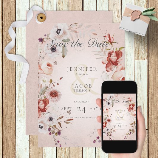 Romantic Roos Roze Floral sparen de Kaart van de D