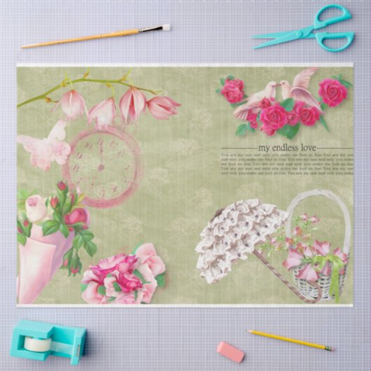 Romantic Roos Series Design 11 Tissuepapier (Craft)