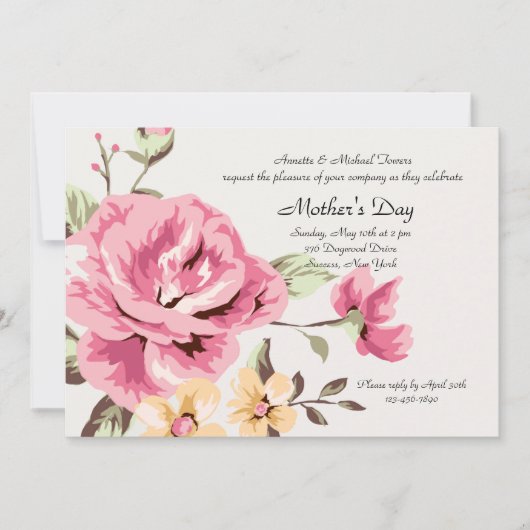 Romantic Roos Uitnodiging (Voorkant)